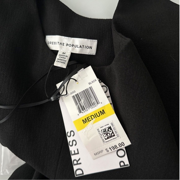 NEW Dress the Population [ Medium ] Amy One Shoulder Crepe‎ Gown in Black - Picture 13 of 14